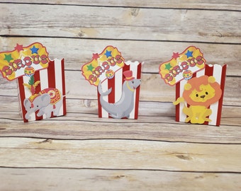 Circus theme treat boxes, Circus popcorn boxes, Circus birthday, Circus Party, Carnival party, Carnival Birthday, circus, circus theme,