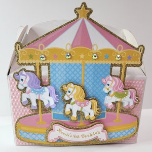 Carousel Horse Treat Boxes, Horse Theme Birthday Party, Carousel Themed Party, Carousel Theme Baby Shower