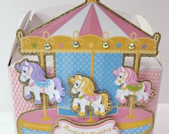 Carousel Horse Treat Boxes: Glitter Party Favor Boxes