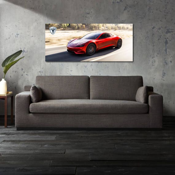 2020 Tesla Roadster Impreso Coche Cartel 58 X 25 Gran Etsy