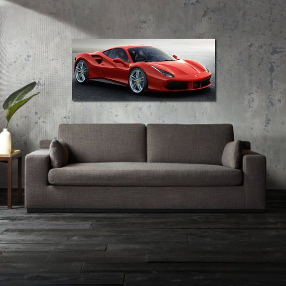 Ferrari 488 Gtb Poster 58x25 Large Race Car Racing Lemans Alms Supercar Exotic Art