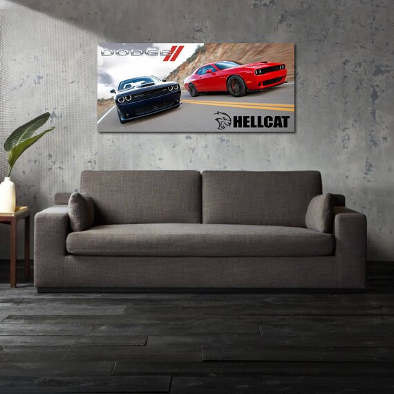 2018 Dodge Challenger Hellcat Poster Red Black Srt Mopar Large Charger Muscle Car Viper