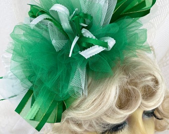 Jets Colors Football Fascinator Headband in Bright Green and White