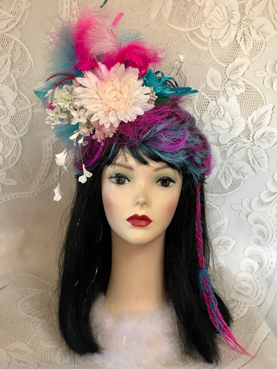 Long Black Pink And Teal Fun Show Drag Vintage Cosplay Mardi Etsy