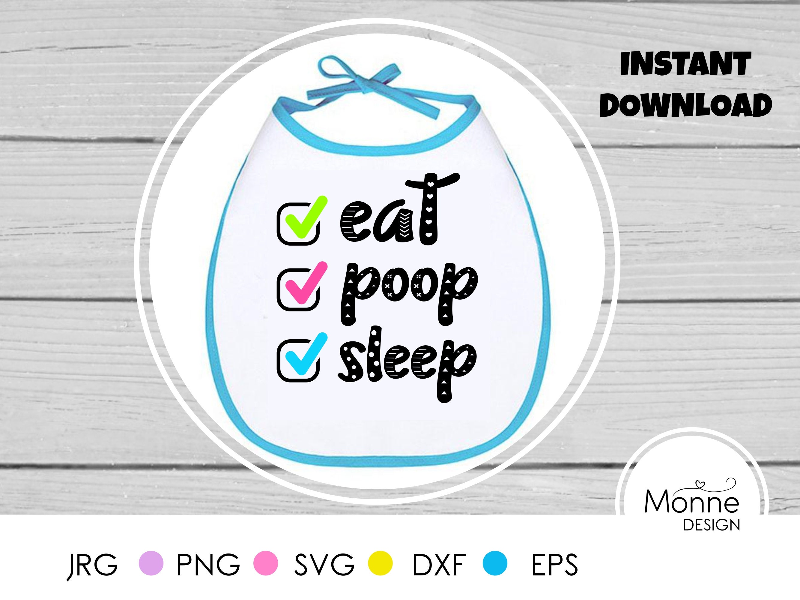 Baby bib svg bib svg eat sleep svg printable bib baby | Etsy
