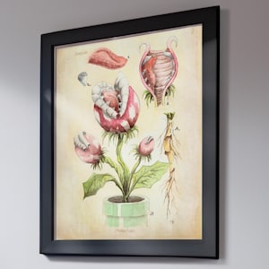 Super Mario Piranha Plant Botanical Watercolor Wall Art | Digital Download for Gaming Room or Gifts