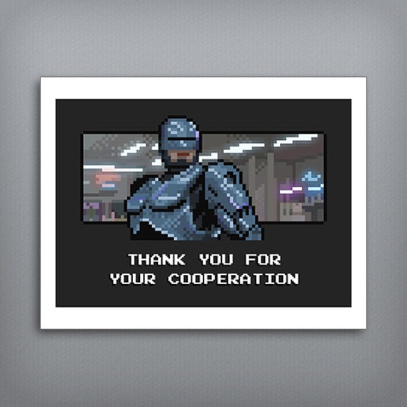 Thank You For Your Pixelation 1987 Robocop Disarming Robber Etsy
