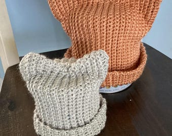 Eenvoudig haakpatroon kattenoorbeanie, beginnersvriendelijke pdf + videotutorial