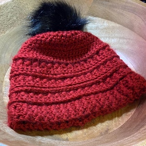 CROCHET PATTERN, Autumn Crochet Hat, Crochet hat pattern PDF, Crochet beanie with Pom Pom Tutorial, Easy Beanie Pattern