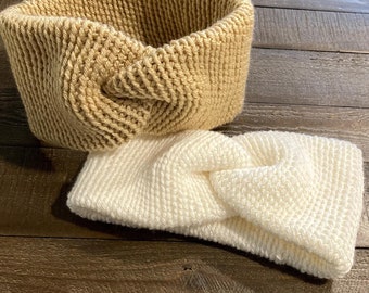 Beginner Crochet Twisted Headband Pattern, Double Thick Ear Warmer (PDF Pattern)