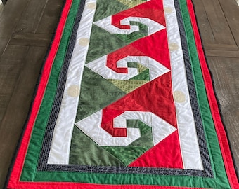 Scrappy Santa Gnomes Table Runner Quilt Pattern, Festive Holiday Decor, winter table runner, Gnomes Quilted Table Runner Pattern