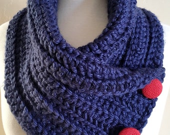 Easy Crochet Pattern, Crochet Chunky Neck Warmer, Button Crochet Cowl, Bulky Infinity Scarf Pattern, Neck Warmer Pattern