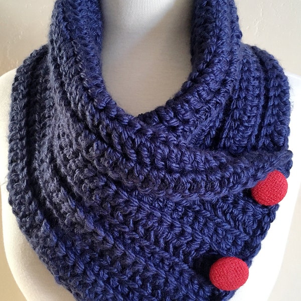 Easy Crochet Chunky Button Cowl Pattern (PDF Pattern)