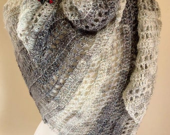 Patrón fácil de chal triangular a crochet, bufanda calada (patrón en PDF)