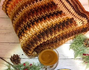 Latte Delight Crochet Blanket, Alpine Stitch Crochet Afghan Pattern, Textured Crochet Blanket Pattern, Crochet Pattern Digital Download