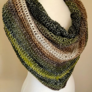 Crochet Pattern, Woodland Faeries Triangle Shawl, beginner shawl pattern, lacy shawl crochet pattern, easy triangle shawl