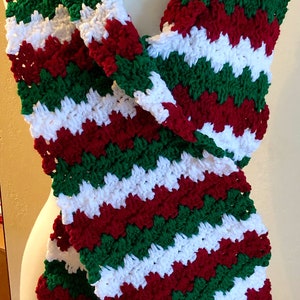 Joyful and Festive Holiday Scarf, Crochet Patterns, 2 Easy Crochet Scarf Patterns, Christmas Scarf, ribbed scarf, granny spike stitch image 5