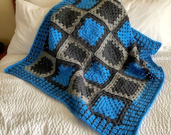 Beginner Baby Blanket, Skipping Rocks Baby Blanket, Quick and Easy Granny Square Blanket, Easy Crochet Blanket for babies