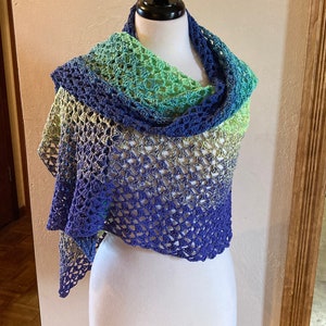 Crochet Pattern, Easy Rectangular Shawl, Aurora Borealis, Stunning Lacy Shawl, Crochet Wrap Pattern, Easy Sideways Shawl, Pattern for Women