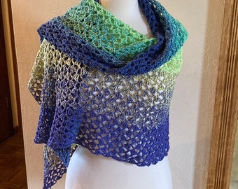 Easy Rectangular Crochet Shawl Pattern, Aurora Borealis, Stunning Lacy Shawl, Crochet Wrap Pattern, Easy Sideways Shawl, Pattern for Women