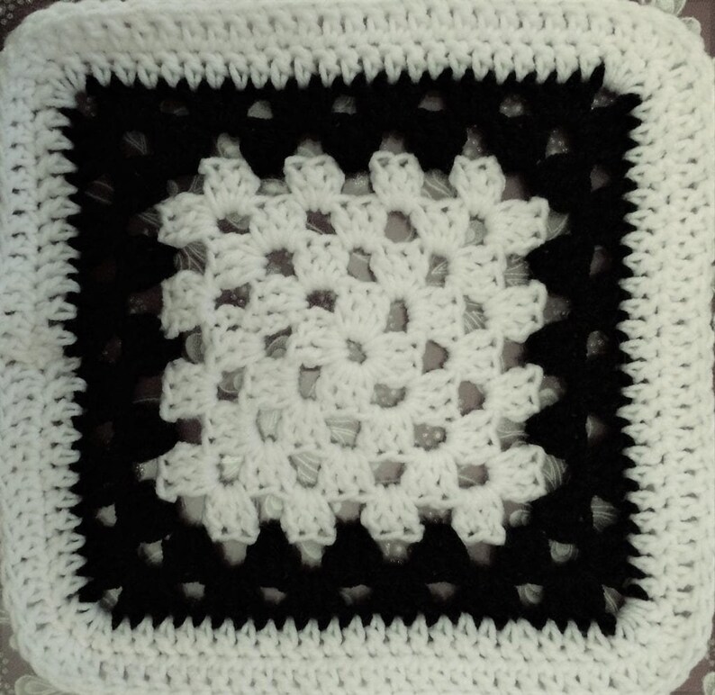 Beautiful Black and White Granny Square Blanket Granny Square Etsy