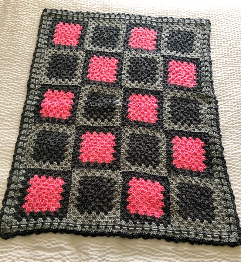 Simple Loop Granny Square Blanket Crochet Border Easy Etsy