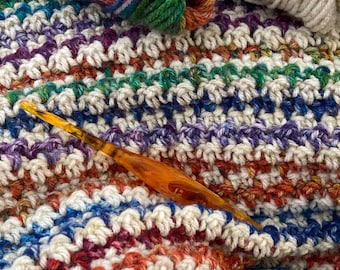 Haakpatroon vorstbloesem, deken citroenschilsteek, gehaakt dekenpatroon voor beginners, 5 maten inbegrepen