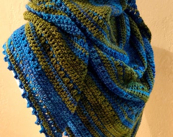 Northern Lakes Crochet Triangle Shawl, Crochet Shawl Pattern, Crochet Shawl PDF Pattern Download