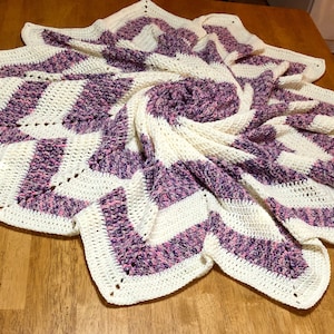 Crochet pattern, Crochet 12-Point Star Blanket, Round Chevron Round Baby Blanket, Easy Crochet Blanket
