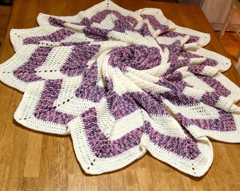 Crochet pattern, Crochet 12-Point Star Blanket, Round Chevron Round Baby Blanket, Easy Crochet Blanket