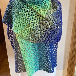 Crochet Pattern, Easy Rectangular Shawl, Aurora Borealis, Stunning Lacy ...