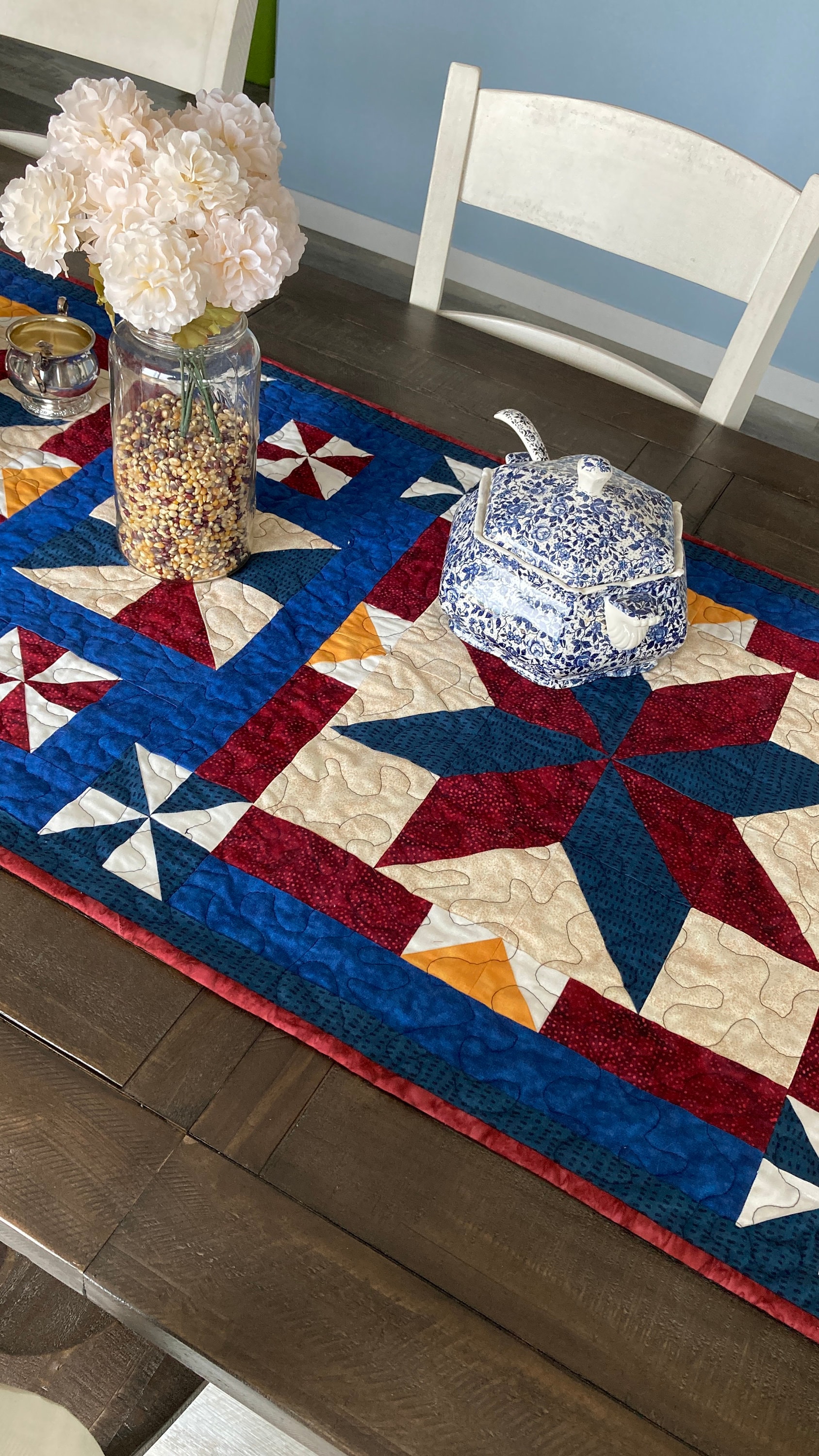 Patriotic Quilted Table Runner Pattern | Americana Star Design | July ...