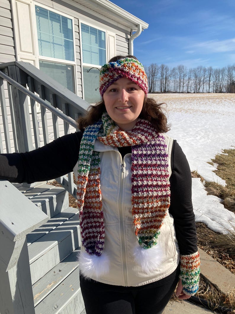 Frost Blossom Pom Scarf Crochet Pattern, Easy Textured Winter Scarf ...