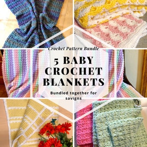 Crochet Baby Blanket Pattern Bundle 5 Beginner Crochet Blanket Patterns