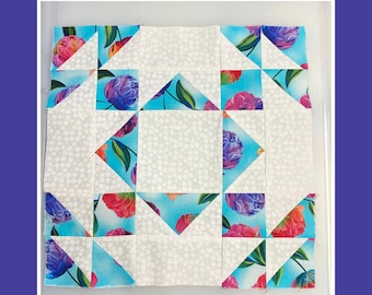 Quilt Block Pattern PDF – Summer Winds – Beginner Friendly – 9, 12, 15 Inch Blocks – Instant Download