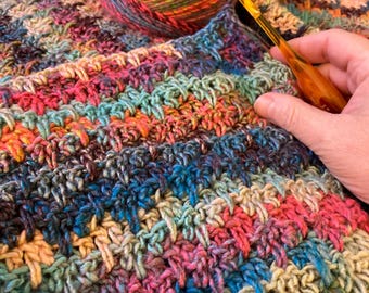 Crochet Blanket Pattern PDF 8 sizes, Painted Pathways Throw Blanket, Spike Stitch Trio Blanket, Modern Textured Afghan Pattern
