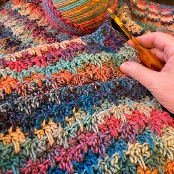 Crochet Blanket Pattern PDF 8 sizes, Painted Pathways Throw Blanket, Spike Stitch Trio Blanket, Modern Textured Afghan Pattern