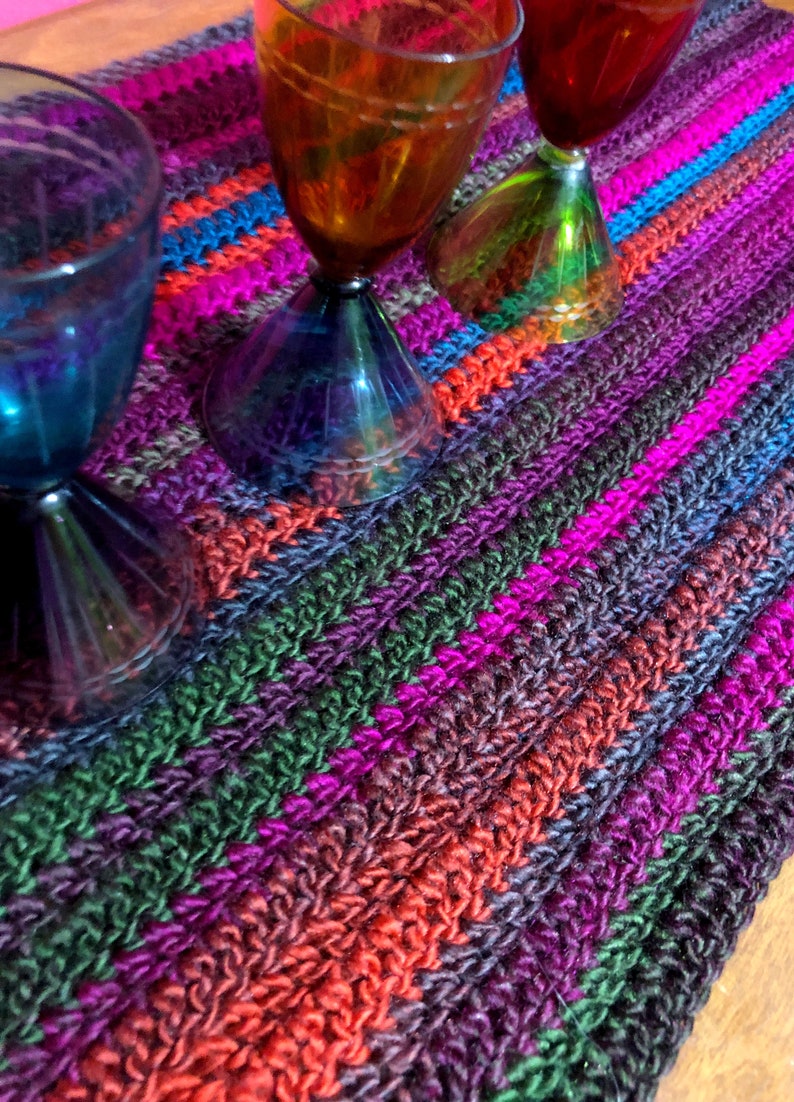 Vibrant 4-Hour Crochet Table Runner, beginner crochet pattern, easy dining room table topper image 6