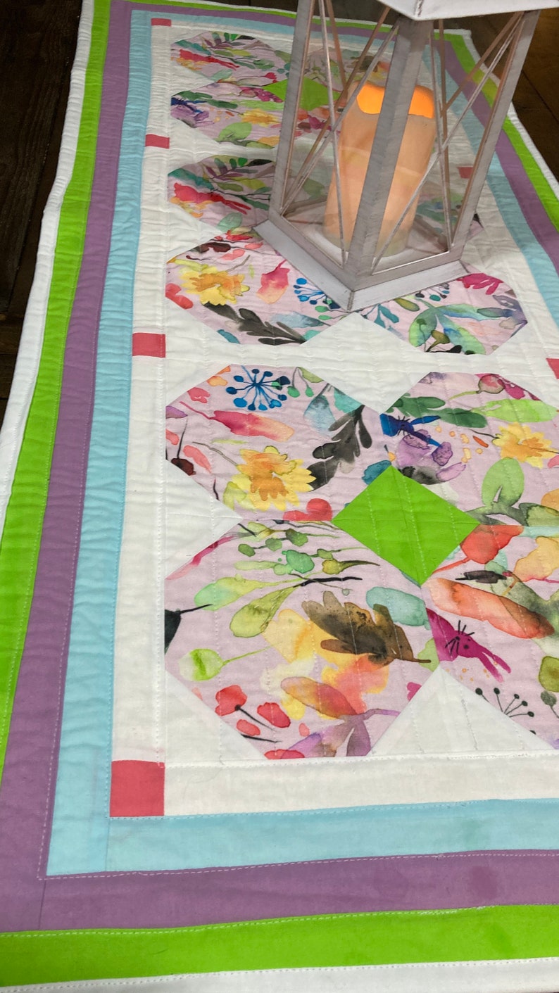 Easy Spring table runner pattern, Beginner-Friendly Table Runner Pattern, Whimsical Springtime Bunnies Table Runner Quilt Pattern image 3