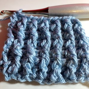Tutorial de punto de crochet, Cómo trabajar un punto alto doble delantero, Punto alto doble trasero, Patrón de crochet digital en PDF