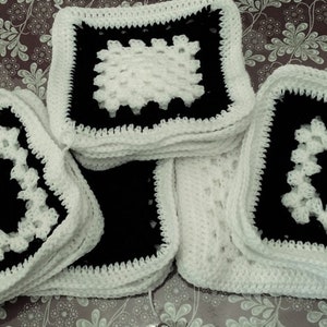 granny square afghan, Beautiful Black and White Granny Square Blanket, beginner crochet blanket pattern image 5