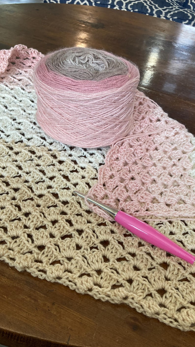 Crochet Blanket Pattern, Sandstone and Rose Blanket , 11 Sizes, One ...