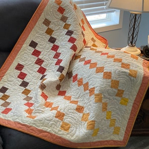 Easy Four Patch Quilt Pattern Ombre Sunset, Favorite Four Patch Quilt Pattern, Easy Quilt Patterns PDF Baby Quilt Pattern, Four sizes
