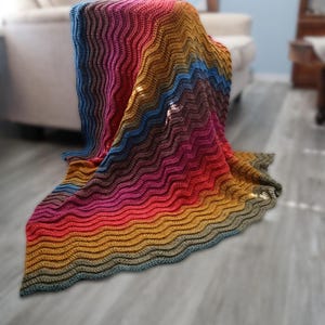Quick and Easy Ribbed Ripple Blanket Crochet Pattern, Rainbow Ripple Pattern, Crochet Pattern, Chevron Afghan, Wavy Throw Blanket