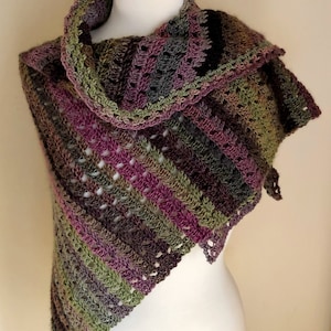 Easy Crochet Pattern, Crochet Whimsical Woods Triangle Shawl, asymmetrical triangle shawl, easy Wrap Pattern, Crochet Scarf Patterns Women