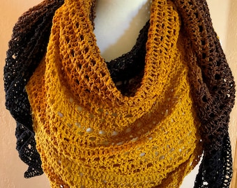 Crochet Triangle Shawl Pattern, Women's Lightweight Lacy Scarf (PDF Pattern)