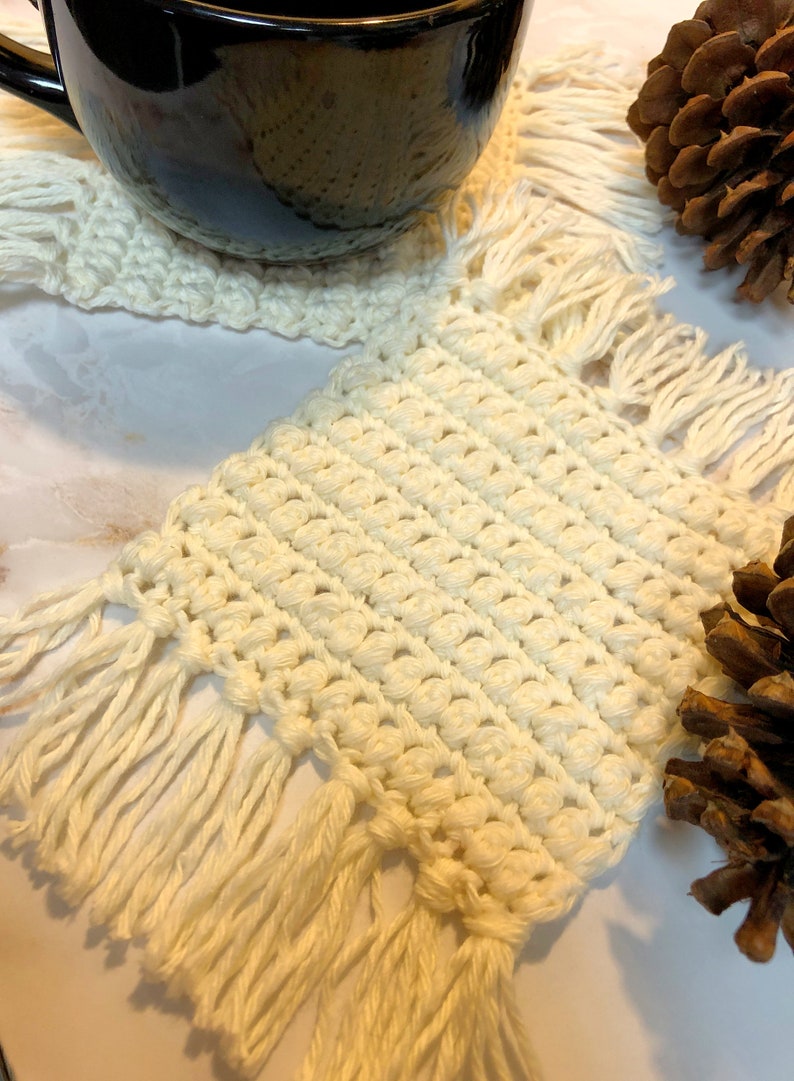 Puff Stitch Boho Coaster Crochet Pattern Easy Crochet Etsy