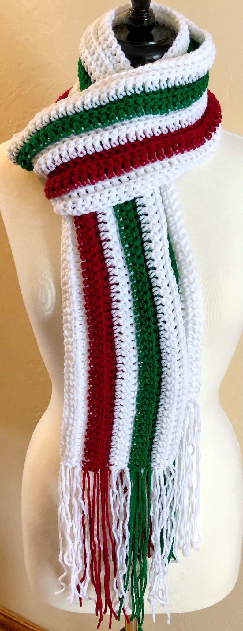 Joyful and Festive Holiday Scarf, Crochet Patterns, 2 Easy Crochet Scarf Patterns, Christmas Scarf, ribbed scarf, granny spike stitch image 8