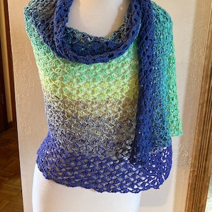 Crochet Pattern, Easy Rectangular Shawl, Aurora Borealis, Stunning Lacy ...
