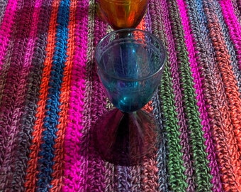 Vibrant 4-Hour Crochet Table Runner, beginner crochet pattern, easy dining room table topper